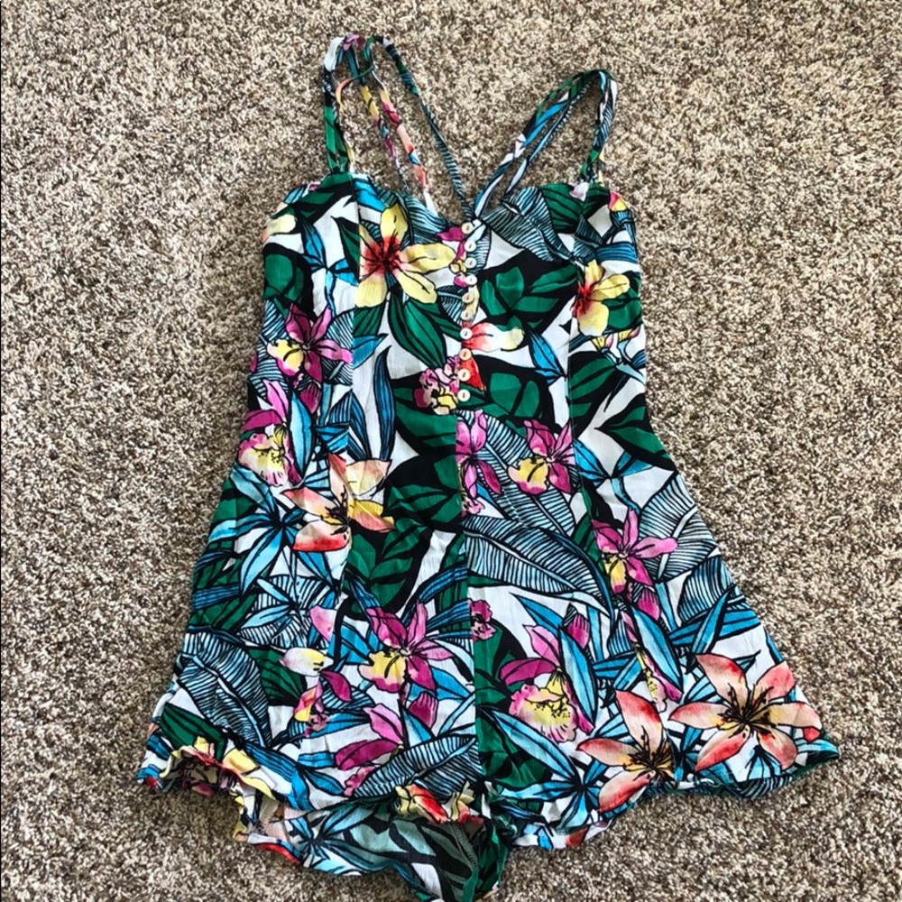 Forever 21 tropical printed romper